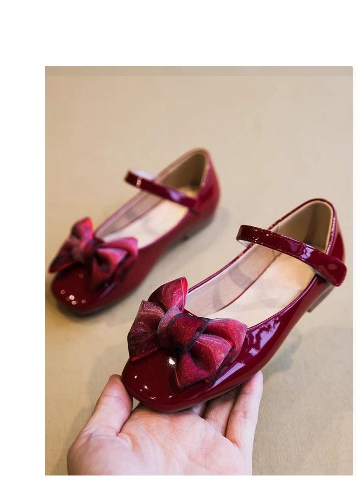 Girl Butterfly Princess Western style Little Leather Shoes - Image 1