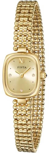 FIYTA ساعات FIYTA الذهبية للنساء ساعات معصم عتيقة للسيدات ساعة ذهبية صغيرة من الفولاذ المقاوم للصدأ مع أدوات إزالة الروابط وعلبة هدايا للنساء والأحباء - Image 1