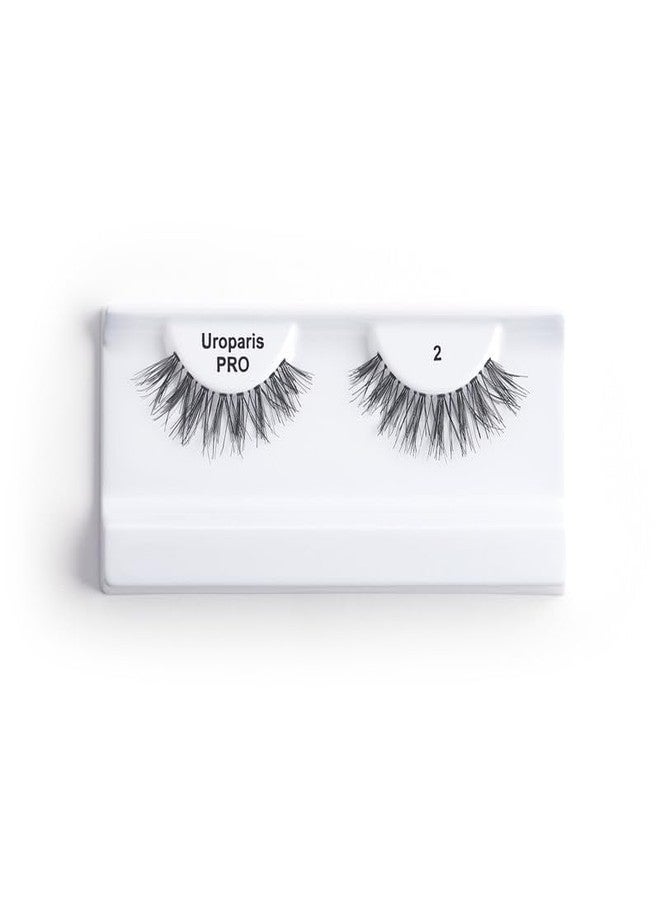 Uroparis PRO 2 Eyelashes for Women - Handmade Eye Lashes | Lightweight False Lashes with Premium Virgin Hair | Invisible Band | For Glam Look & Enhance Beauty (Black) - 1 Pair - Image 2