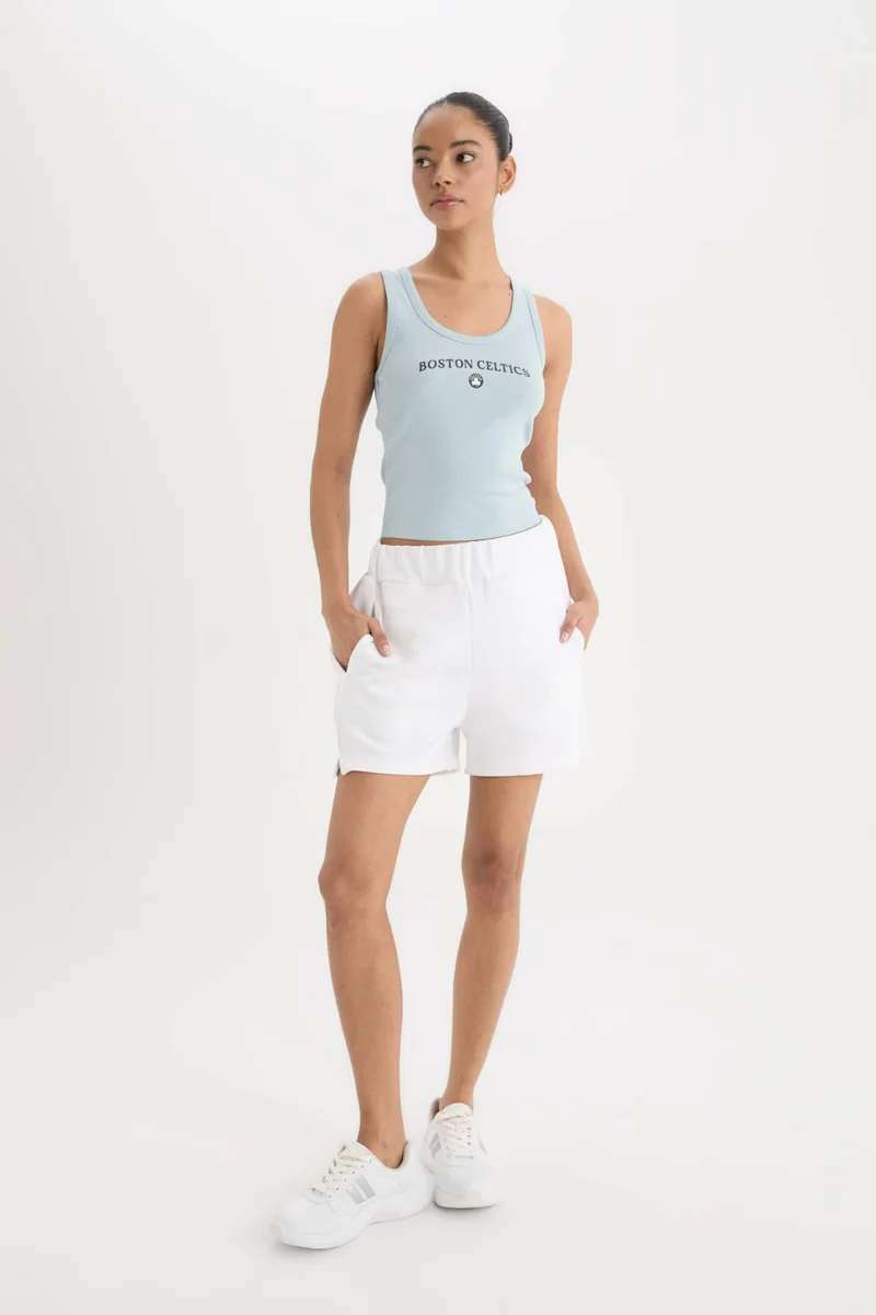 ديفاكتو DeFactoFit NBA Boston Celtics Slim Fit Ribbed Crop T-Shirt