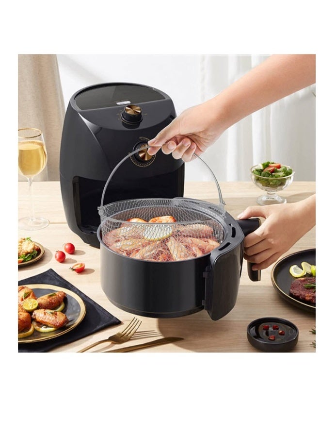 1 قطعة سلة قلاية هوائية حامل سلك سلة تحميص بمقبض بديل من الفولاذ المقاوم للصدأ لبخار القلاية وعاء الطهي الفوري الفرن (فضي) - Image 4