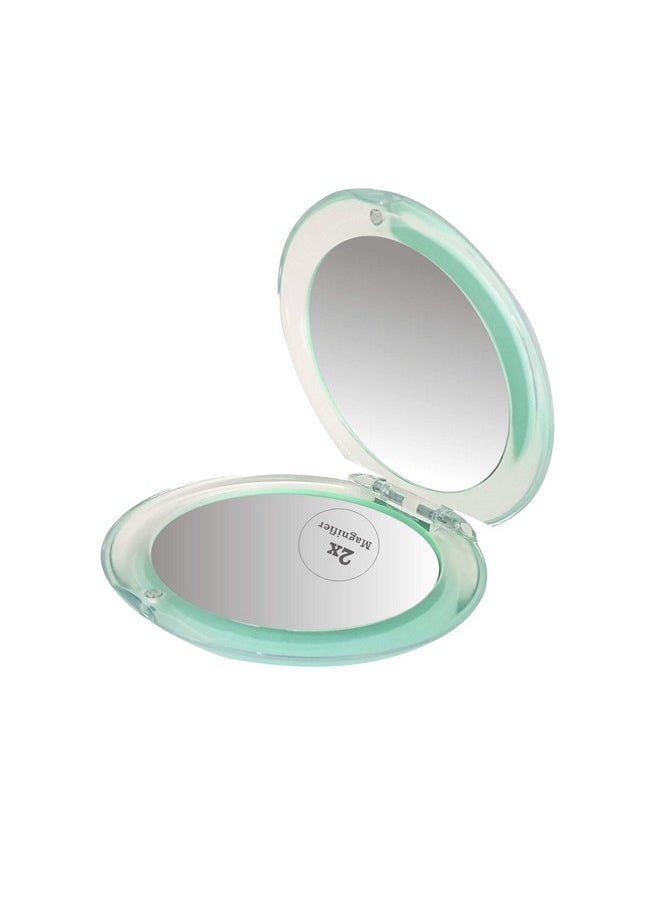 Puna Store - 2X Magnifying Two Side Pocket Cosmetic Mirror, Round (Seafoam Green, Abs) - Image 1