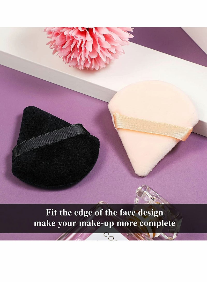 Excefore Pure Powder Puff Face Triangle Soft Makeup Powder Puff for Loose Powder Mineral Powder Body Powder Makeup Tool with Strap for Contouring Under Eyes and Corners (Black and Nude Color - 10 Pcs) - Image 5