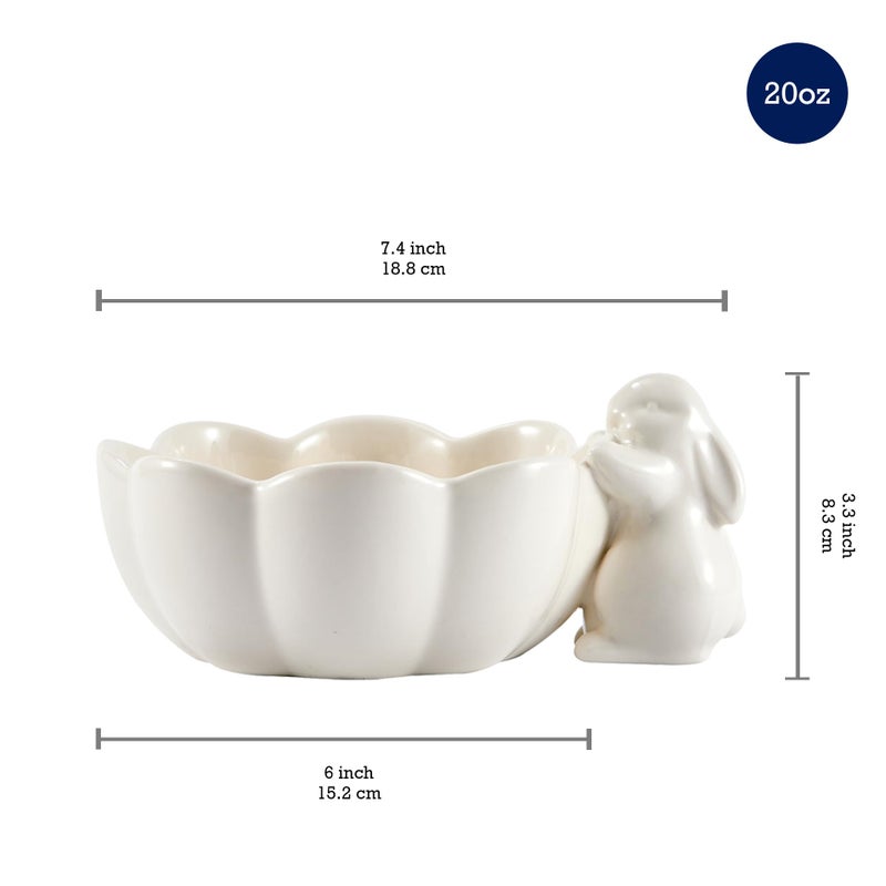 Bico White Easter Bunny Ceramic Candy Bowl, Handcrafted, Microwave & Dishwasher Safe, for holding Sauce, Jam, Treats - Image 2