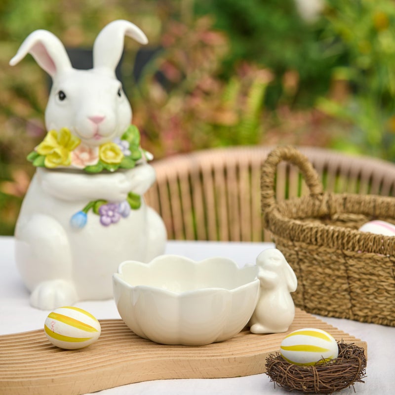 Bico White Easter Bunny Ceramic Candy Bowl, Handcrafted, Microwave & Dishwasher Safe, for holding Sauce, Jam, Treats - Image 5