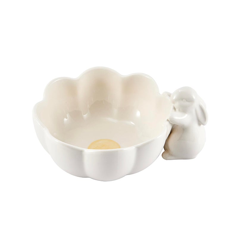 Bico White Easter Bunny Ceramic Candy Bowl, Handcrafted, Microwave & Dishwasher Safe, for holding Sauce, Jam, Treats - Image 1