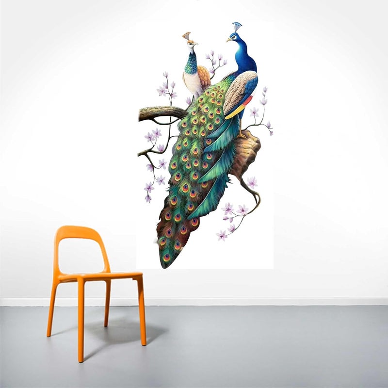 Wall Attraction Peacock on Branch Wall Stickers Murals Size 38x68cm MD196_S - Image 2