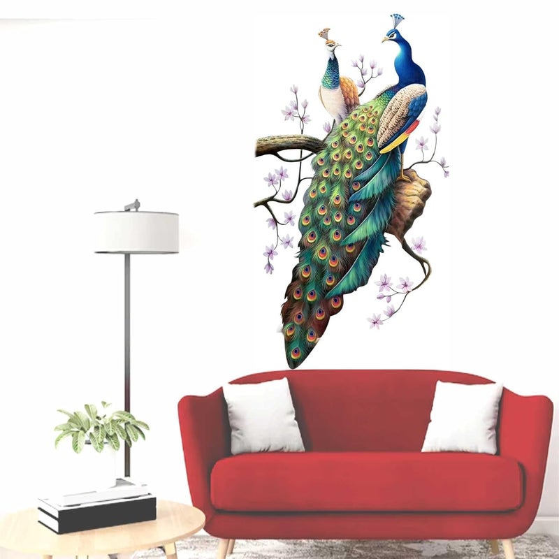 Wall Attraction Peacock on Branch Wall Stickers Murals Size 38x68cm MD196_S - Image 1
