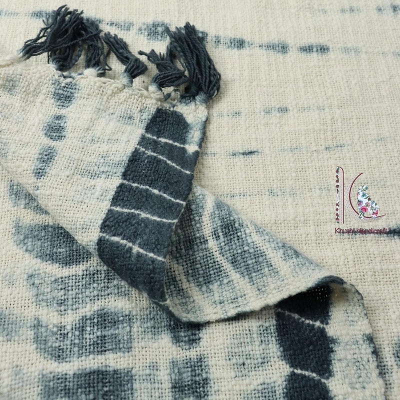 Cotton Sofa Throw 50 x 70 Inches Handmade Throw Cotton Color Cream Grey Pack of 4 - Image 5
