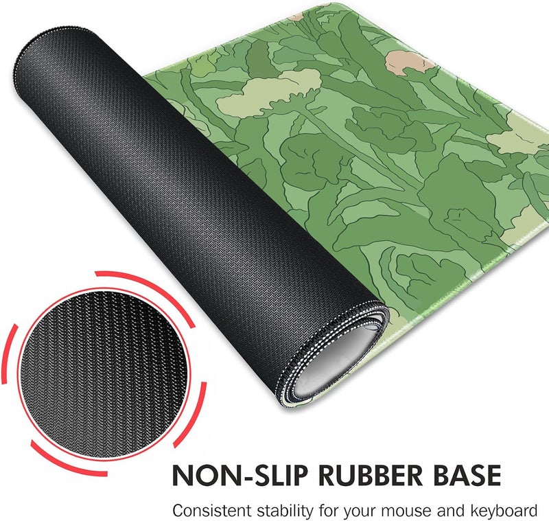 Galdas Gaming Mouse Pad XXL XL Large Long Extended Big Mousepad Non-Slip Rubber Keyboard Mouse Pad with Stitched Edges for Laptop Home Office (31.5x11.8x0.08 Inch) -Green Leaf - Image 5