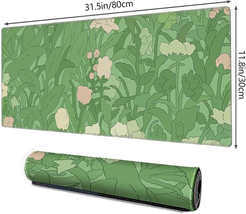 Galdas Gaming Mouse Pad XXL XL Large Long Extended Big Mousepad Non-Slip Rubber Keyboard Mouse Pad with Stitched Edges for Laptop Home Office (31.5x11.8x0.08 Inch) -Green Leaf - Image 2
