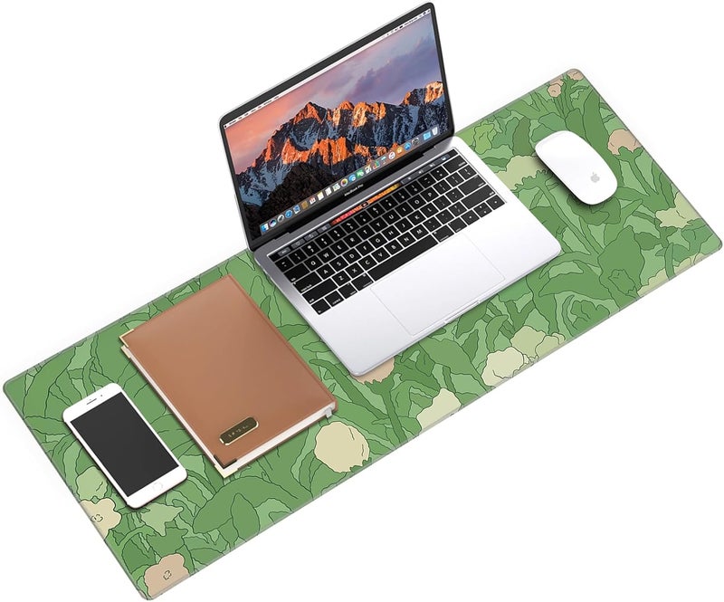 Galdas Gaming Mouse Pad XXL XL Large Long Extended Big Mousepad Non-Slip Rubber Keyboard Mouse Pad with Stitched Edges for Laptop Home Office (31.5x11.8x0.08 Inch) -Green Leaf - Image 3