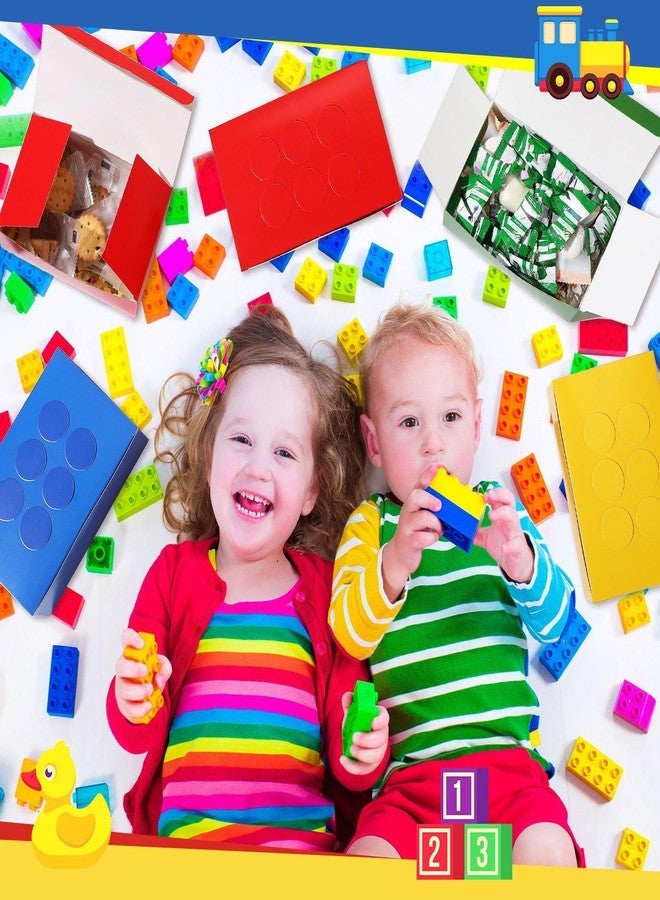 Leinuosen 24 Pieces Building Block Party Favor Boxes 4 Color DIY Brick Theme Gift Goodie Treat Candy Cardboard Paper Box for Building Block Birthday Party Baby Shower Decoration Supplies (Bright) - Image 5