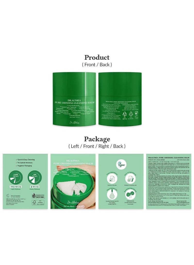Dr.althea Dr.Althea Pure Grinding Cleansing Balm | Hygenic One-Step Makeup Remover with Madecassoside | Non-Greasy Sorbet Texture | Gentle, Soothing for All Skin Types | Korean Vegan Skincare | 1.69 Fl Oz  - Image 4