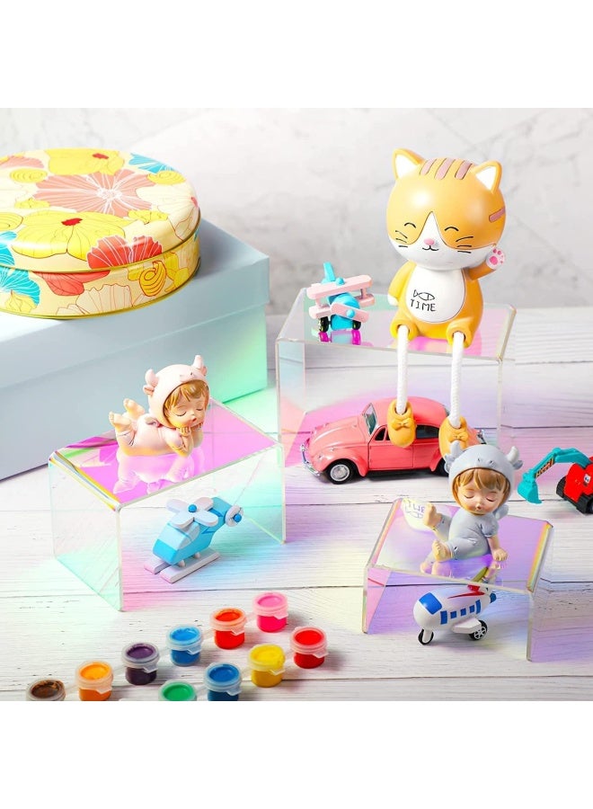 Premify 6 Pieces Acrylic Stand Set | Display Risers With Rainbow Shades, Colorful Clear Product Stand Jewelry Display Riser Shelf Showcase For Pops Figures, Cu Piecesake Candy Dessert Table - Image 5