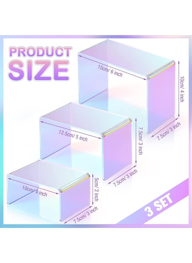 Premify 6 Pieces Acrylic Stand Set | Display Risers With Rainbow Shades, Colorful Clear Product Stand Jewelry Display Riser Shelf Showcase For Pops Figures, Cu Piecesake Candy Dessert Table - Image 2