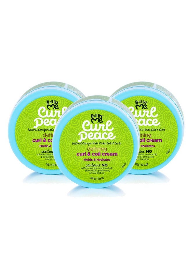 جاست فور مي كريم تحديد تجعيد الشعر واللف من Just For Me Curl Peace (عبوة من 3 قطع) - يثبت ويرطب، يحتوي على بذور الكتان وزيت الأفوكادو وزيت الخروع الأسود، بدون اختبار على الحيوانات، 12 أونصة  - Image 1