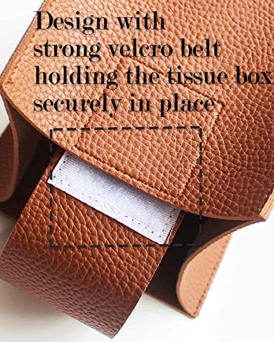 JESMINI Tissue Box Cover Rectangular Leather – with Bottom Belt [JESMINI, Camel] Modern PU Leather Rectangle Tissue Holder Decorative for Bathroom Vanity Countertop/Night Stands/Office Desk - Image 5