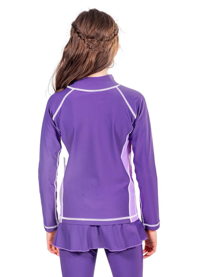 COEGA SUNWEAR COEGA Kids Girls Rashguard Long Sleeve - Purple Blue Tropical - Image 2