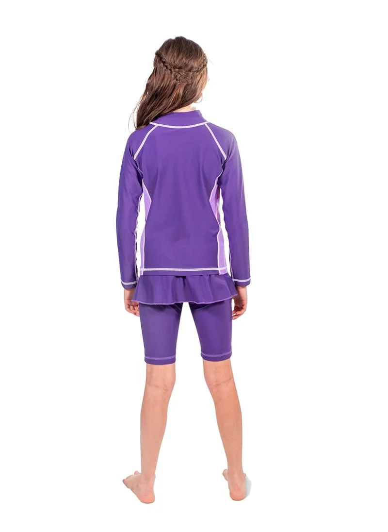 COEGA SUNWEAR COEGA Kids Girls Rashguard Long Sleeve - Purple Blue Tropical