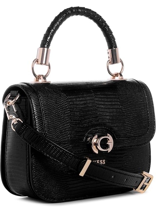 جس حقيبة GUESS Orlina كروس بيد علوية – أسود أنيق بتفاصيل ذهبية فاخرة - Image 2