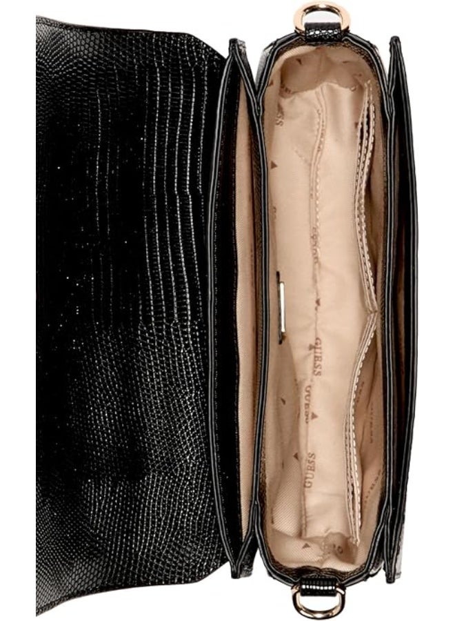 جس حقيبة GUESS Orlina كروس بيد علوية – أسود أنيق بتفاصيل ذهبية فاخرة - Image 4