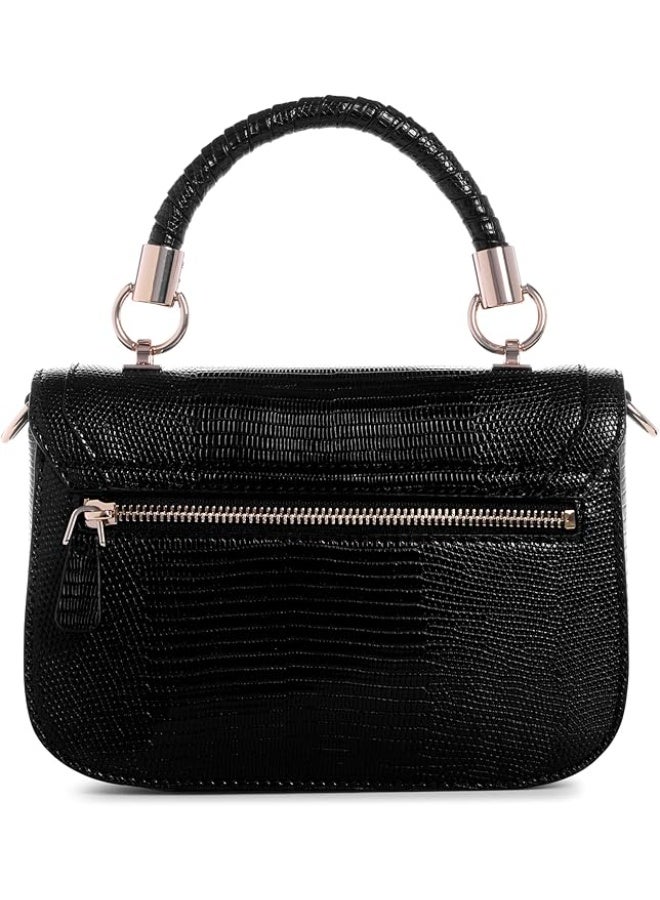 جس حقيبة GUESS Orlina كروس بيد علوية – أسود أنيق بتفاصيل ذهبية فاخرة - Image 3