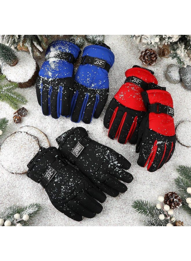Jansun 3 Pairs Kids Winter Gloves, Waterproof Snow Ski Warm Outdoor Windproof Adjustable Gloves Toddler Snowboard Gloves for Cold Weather Boy Girl Children - Image 3