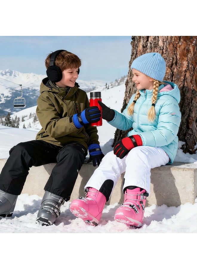 Jansun 3 Pairs Kids Winter Gloves, Waterproof Snow Ski Warm Outdoor Windproof Adjustable Gloves Toddler Snowboard Gloves for Cold Weather Boy Girl Children - Image 4
