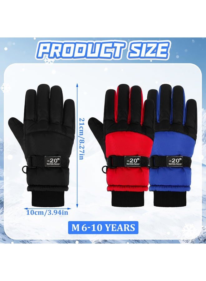 Jansun 3 Pairs Kids Winter Gloves, Waterproof Snow Ski Warm Outdoor Windproof Adjustable Gloves Toddler Snowboard Gloves for Cold Weather Boy Girl Children - Image 2