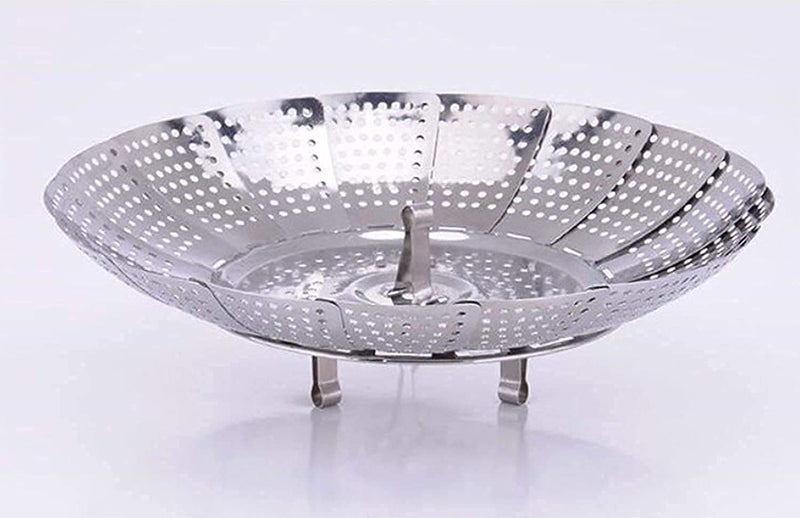APURK Stainless Steel Steamer Retractable Stainless Steel Steamer Basket for VegetableInsert for Pots Pans Foldable Multipurpose Fruit Bowl Steamer Set of 1 - Image 1