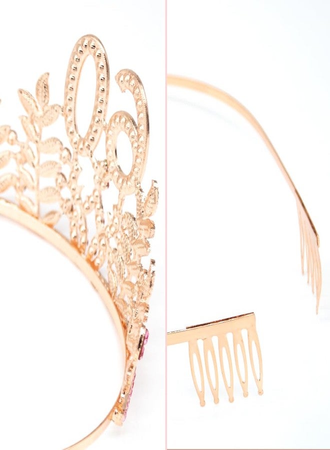 HPMAISON 60th Birthday Decorations for Her 60 Years Happy Birthday Tiara & Sash for Women Rose Gold Rhinestone Crown "Birthday Queen" Sash Princess Headwear Cake Topper Hair Accessories Party Favor - Image 5