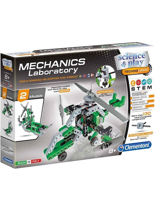 Clementoni - Clementoni Mechanics Lab Helicopters And Planes  It Is An Educational Game That Helps Focus, Creativityand To Have Fun And Install Things And Easy To Disassemble - Image 1