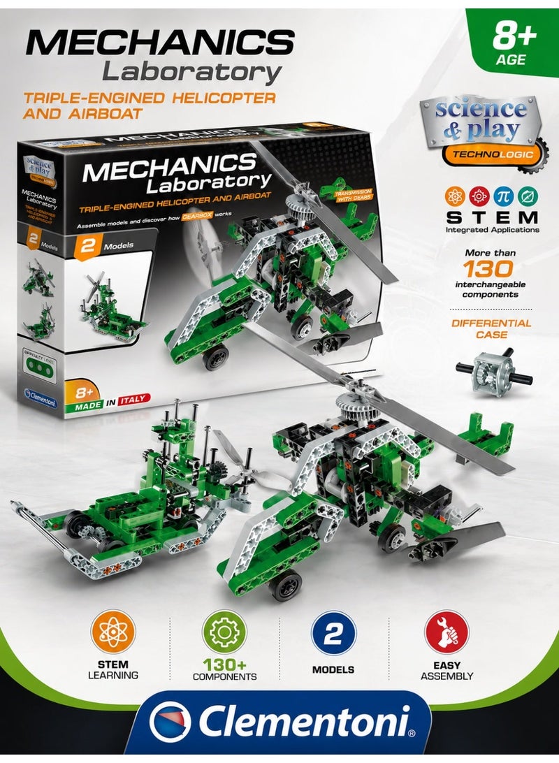 Clementoni Mechanics Laboratory – Helicopters & Planes Building Kit | STEM Toy for Kids - Image 1