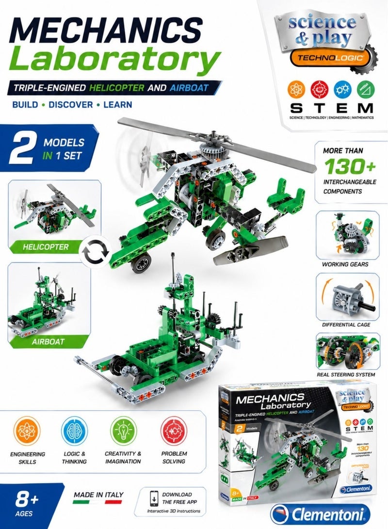 Clementoni Mechanics Laboratory – Helicopters & Planes Building Kit | STEM Toy for Kids - Image 2