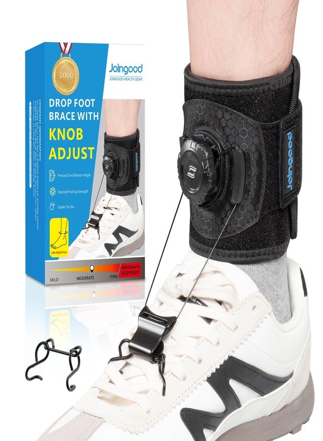 joingood Adjustable AFO Foot Drop Brace with Quick Adjust Knob and Wide Hook Eyelet Hook, Drop Foot Brace for Men and Women, Lightweight Foot Drop Brace for Walking, Left or Right Foot Stroke Recovery , L/XL - Image 1