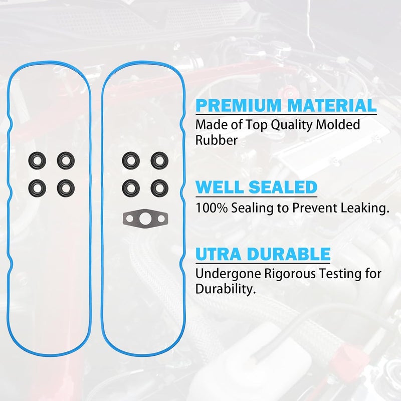 MNJWS Valve Cover Gasket Set - Compatible with 4.8L 5.3L 6.0L 6.2L Chevy Silverado, Suburban, Tahoe, Trailblazer, GMC Sierra, Yukon, Envoy, Cadillac Escalade - Replace 12637683 VS50504R1 - Image 5