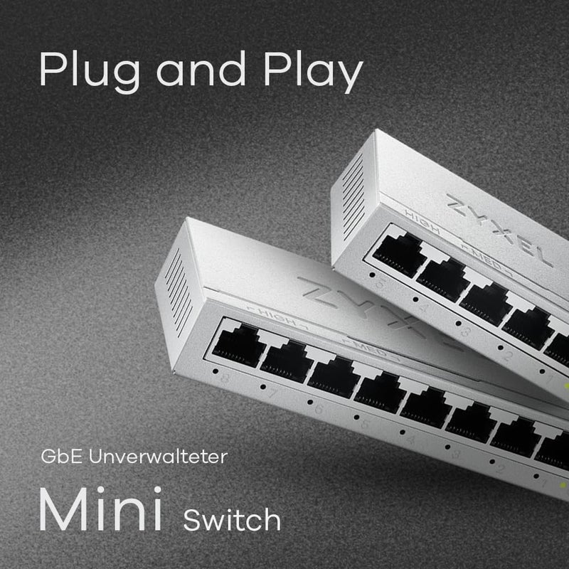 زيكسيل 8-Port Gigabit Unmanaged Ethernet Switch، مقسم إيثرنت، تركيب مكتبي أو على الحائط [GS-108B v5] - Image 3