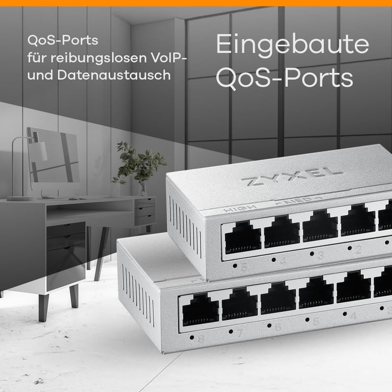 زيكسيل 8-Port Gigabit Unmanaged Ethernet Switch، مقسم إيثرنت، تركيب مكتبي أو على الحائط [GS-108B v5] - Image 4