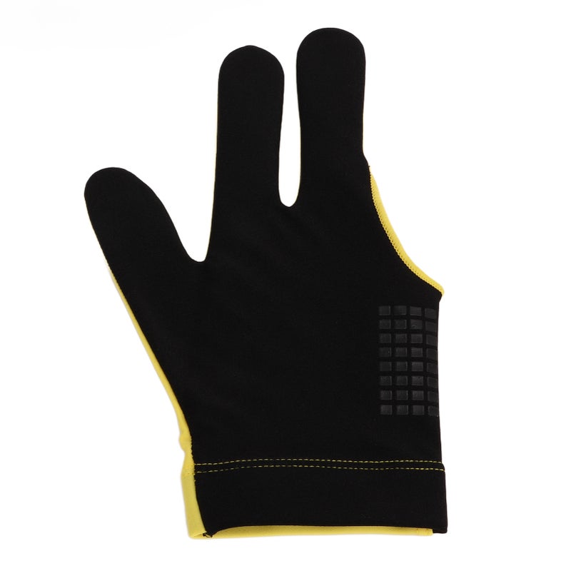 3 Fingers Billiard Gloves Quick Dry Breathable Pool Cue Gloves Cue Sport Glove for Left Hand One Size Yellow - Image 3