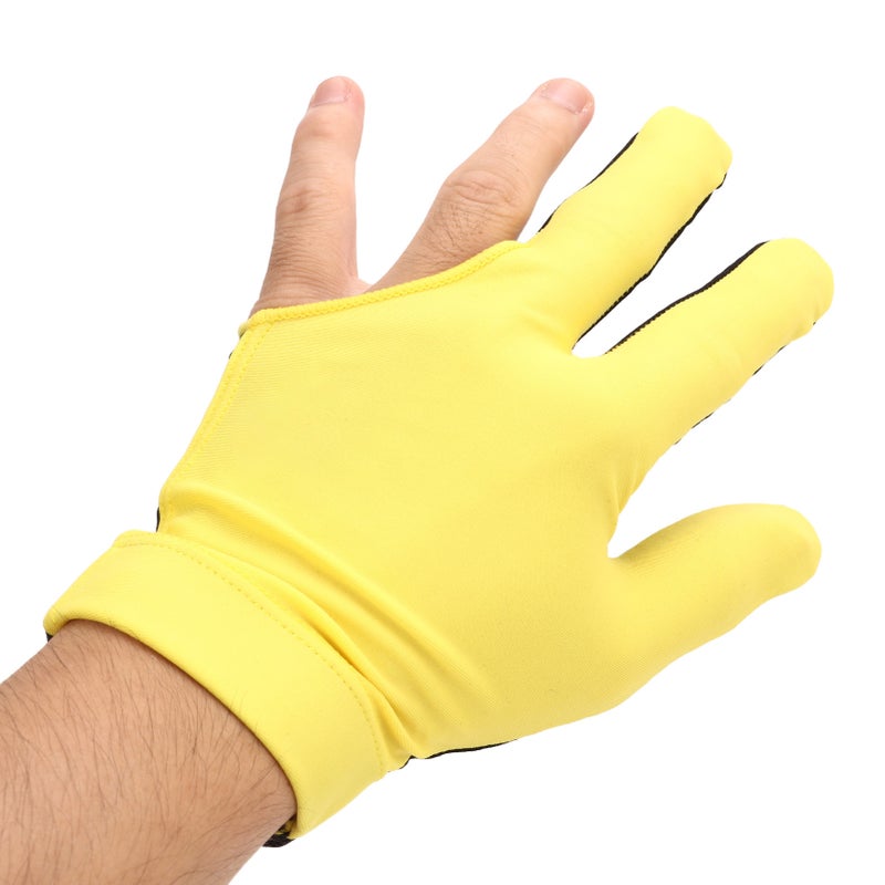 3 Fingers Billiard Gloves Quick Dry Breathable Pool Cue Gloves Cue Sport Glove for Left Hand One Size Yellow - Image 2