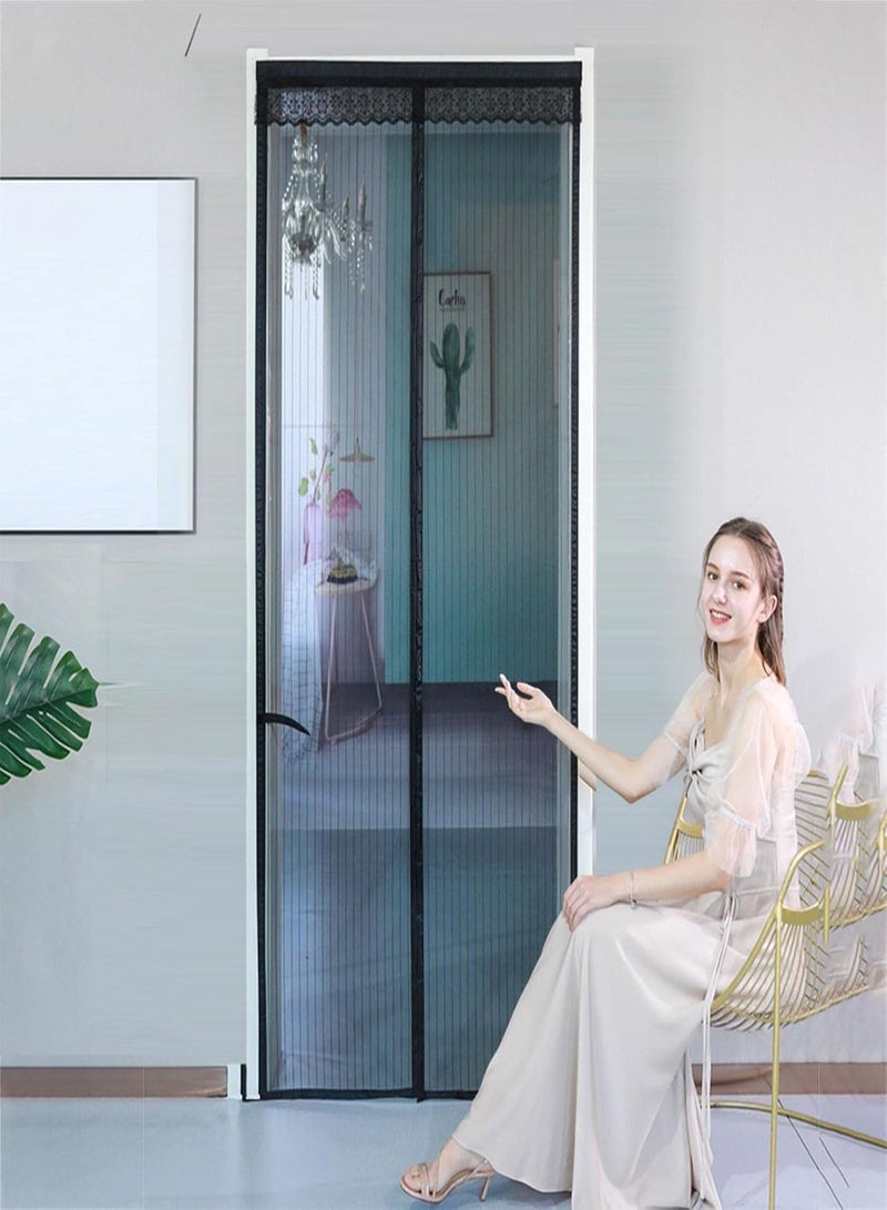 GGOOT Summer Magnet Slide Door, Screen For Door to Keep Bugs Out, Self Sealing, Heavy Duty, Hands-Free Mesh Fiberglass Mesh Curtain Net Sliding Doorways Screen for Door Magnets - Image 2