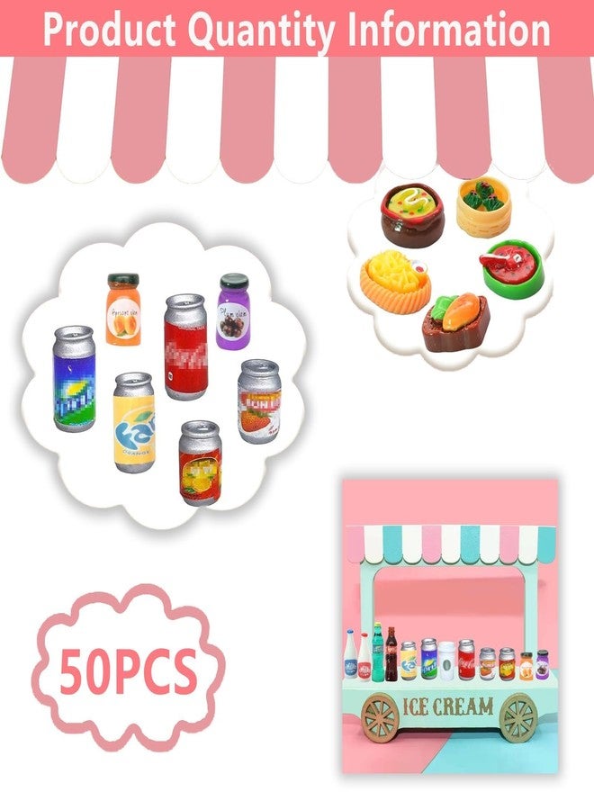 Pmeixcy 50 Pcs Mini Food Tiny Toys, Easter Food Accessories, Miniature Food, Miniature Dolls House Food Accessories, Food Drink Bottles Pretend Play Kitchen Game Party Toys(Random) - Image 2