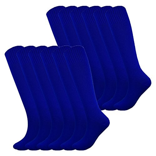 Fitliva Bulk Socks Knee Length Women Mens Sports Team Basketball Uniform Socks (12Pack-Royal Blue) - Image 1