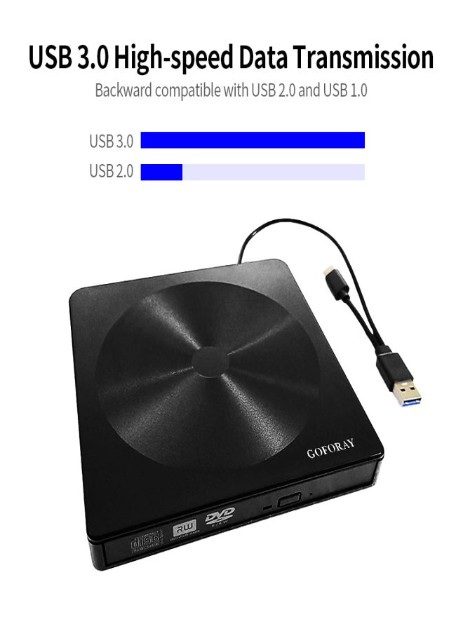 USB 3.0 Type-C External DVD Recorder CD-RW DVD-RW CD DVD ROM Player Drive Writer Rewriter Portable ODD HDD Burner Drive for Windows/ Mac OS - Image 5