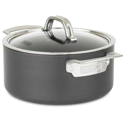 Viking Viking Non Stick Stock Pot 4 Quart Hard Anodized Nonstick Soup Cooking Pot wth Glass Lid 