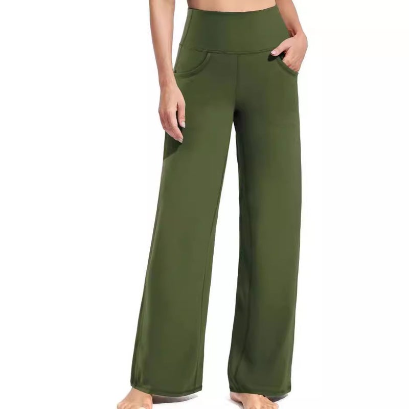 2024 New Style Wide-Leg Trousers High-Waisted Casual Yoga Pants For Girls - Image 2