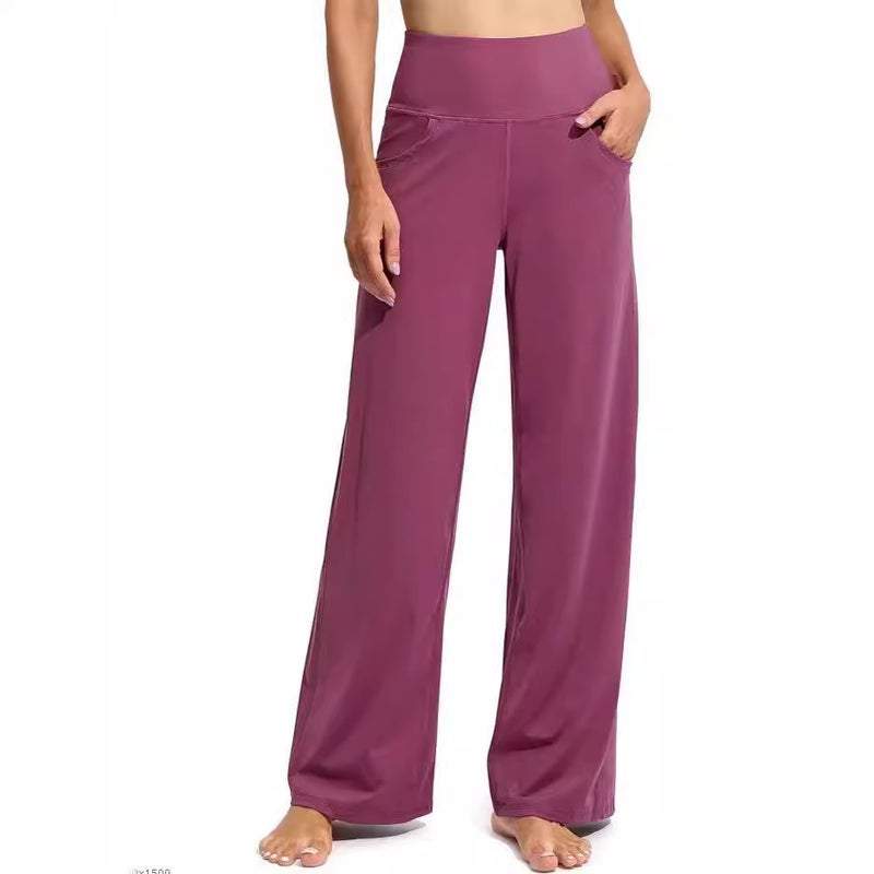 2024 New Style Wide-Leg Trousers High-Waisted Casual Yoga Pants For Girls - Image 3