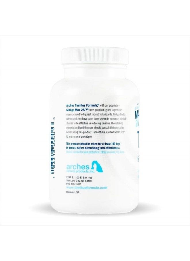 Arches Tinnitus Formulas Arches Tinnitus Formula - Now with Ginkgo Max 26/7 - Natural Tinnitus Treatment for Relief from Ringing Ears - 100 Count Bottle - 25 Day Supply  - Image 2