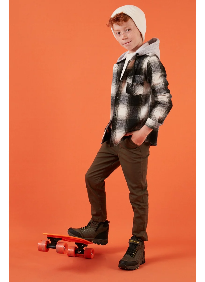 Lela Hooded Double Pocket Plaid Winter Lumberjack Shirt Boy's Shirt CF24W81780